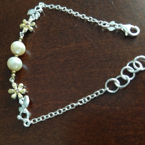 Sterling natural pearl bracelet artistic - Picture 4 of 8